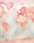 Papier Peint Enfant - Carte Du Monde Fond Rose