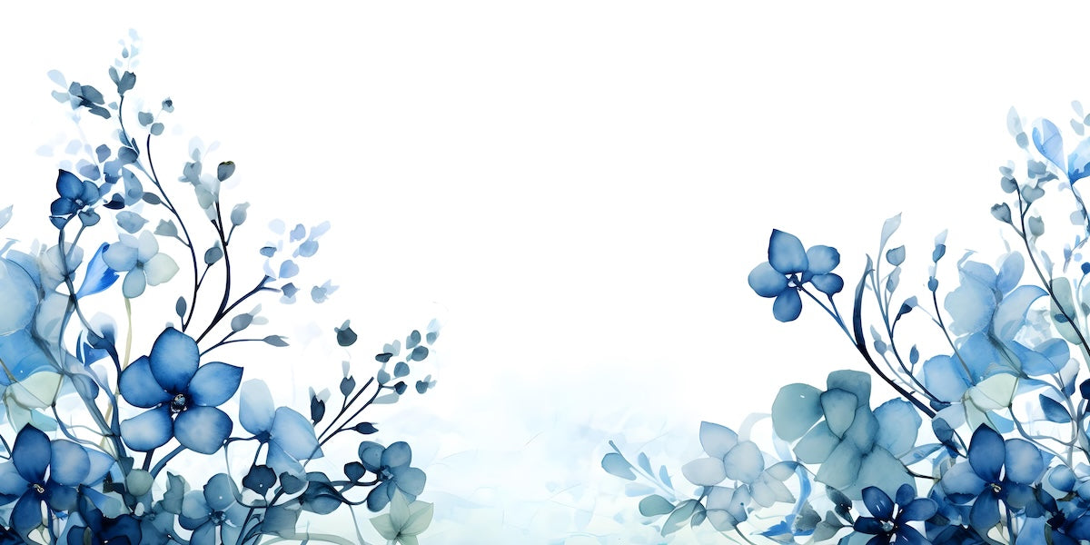 Papier peint fleuri - branches d'hortensias bleus