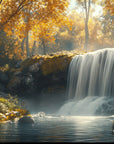 Papier peint cascades - cascade dorée d'automne