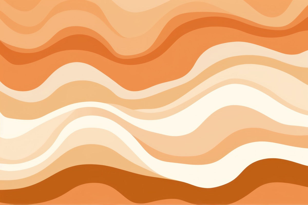 Papier Peint Abstrait - Vagues Oranges