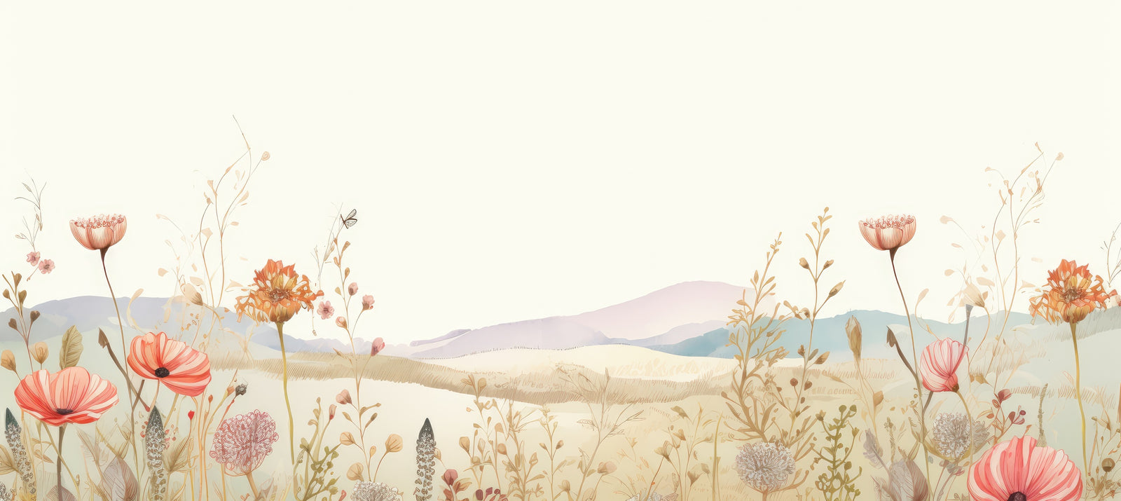 Papier peint fleuri - aquarelle de fleurs sauvages pastels