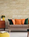 Papier Peint Imitation - Mur De Pierre Beige