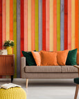 Papier Peint Imitation - Planche De Bois Multicolore