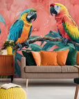 Papier Peint Exotique - Feuillage Tropical Et Perroquet