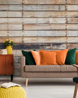 Papier Peint Imitation- Planches De Bois Beige