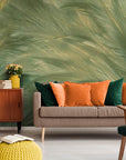Papier Peint Design- Plumes Vertes