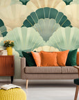 Papier Peint Design - Géométrique Vert Et Doré