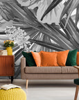 Papier Peint Design - Feuillage Tropical Argenté