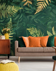Papier Peint Illustration - Feuillage Tropical Vert Kaki