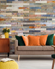 Papier Peint Imitation - Mur De Brique Rouge Bleu Et Gris