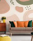 Papier Peint Minimaliste - Terracotta Et Vert