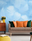Papier Peint Art & Déco- Plumes Bleues