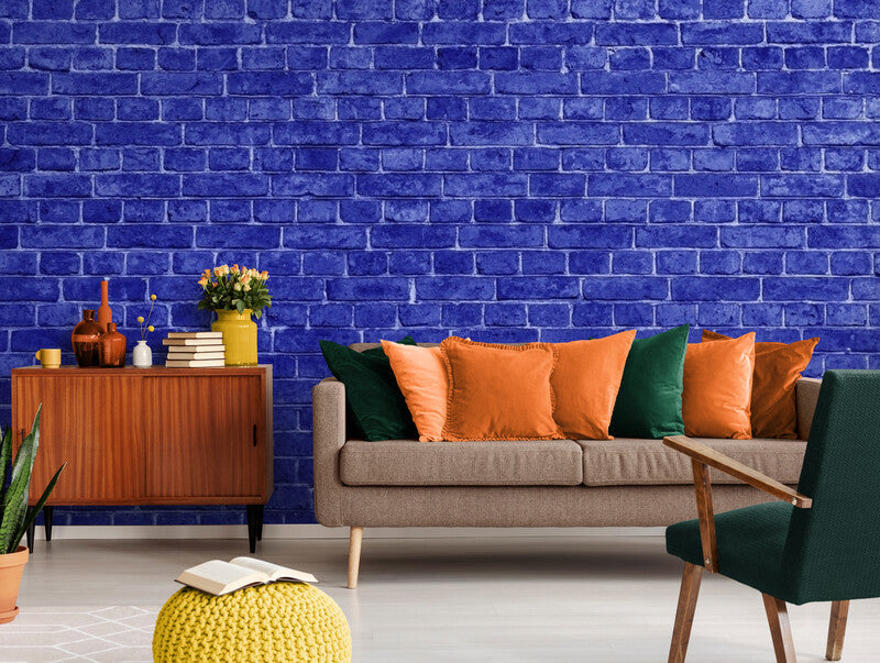 Papier Peint Contemporain - Briques Bleues