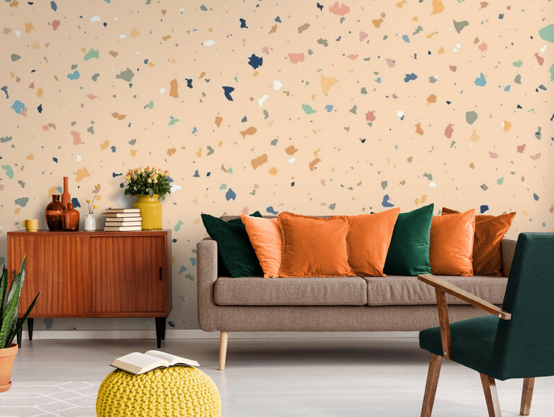 Papier Peint Imitation - Terrazzo Terracotta