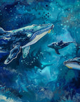 Papier peint animaux - baleines bleues en pleine mer