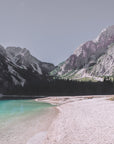 Turquoise mountain lake and pebble beach