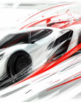 Papier peint voitures - bolide de course futuriste blanc et rouge