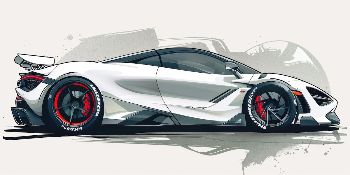 Papier peint voitures - voiture de sport blanche sur fond clair