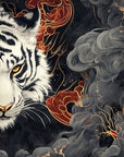 Papier peint animaux - tigre blanc entouré de vagues et de nuages sombres