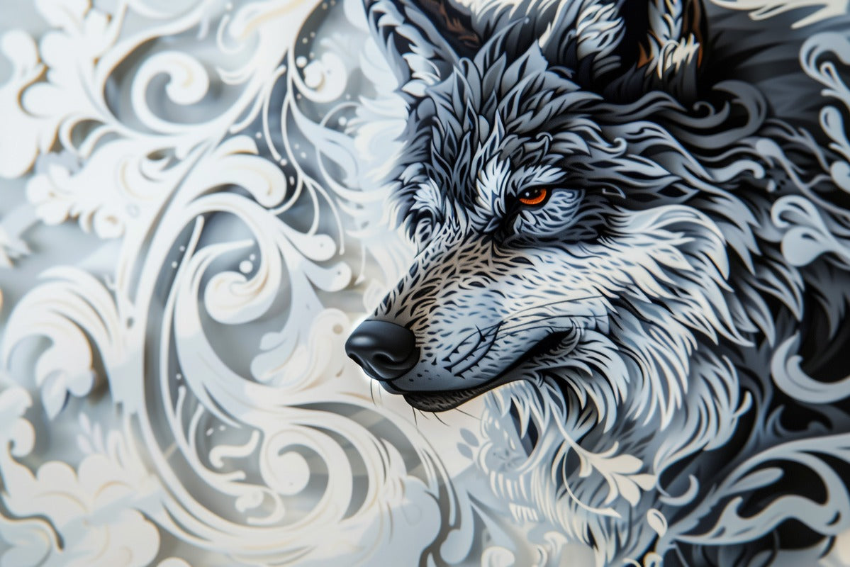 Papier Peint Abstrait - Loup Mystique