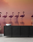Papier Peint Tropical - Flamants Roses
