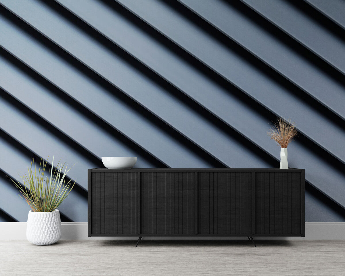 Papier Peint Art & Déco - Rayures Diagonales Métalliques