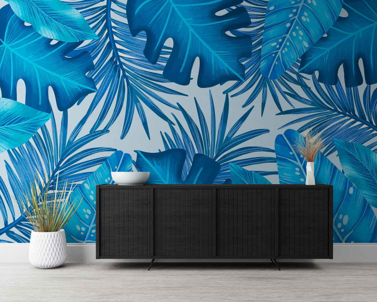 Tropical Wallpaper - Intense Blue
