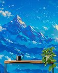 Papier Peint Illustration - Montagne Bleu