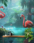 Papier Peint Exotique - Flamants Bleus