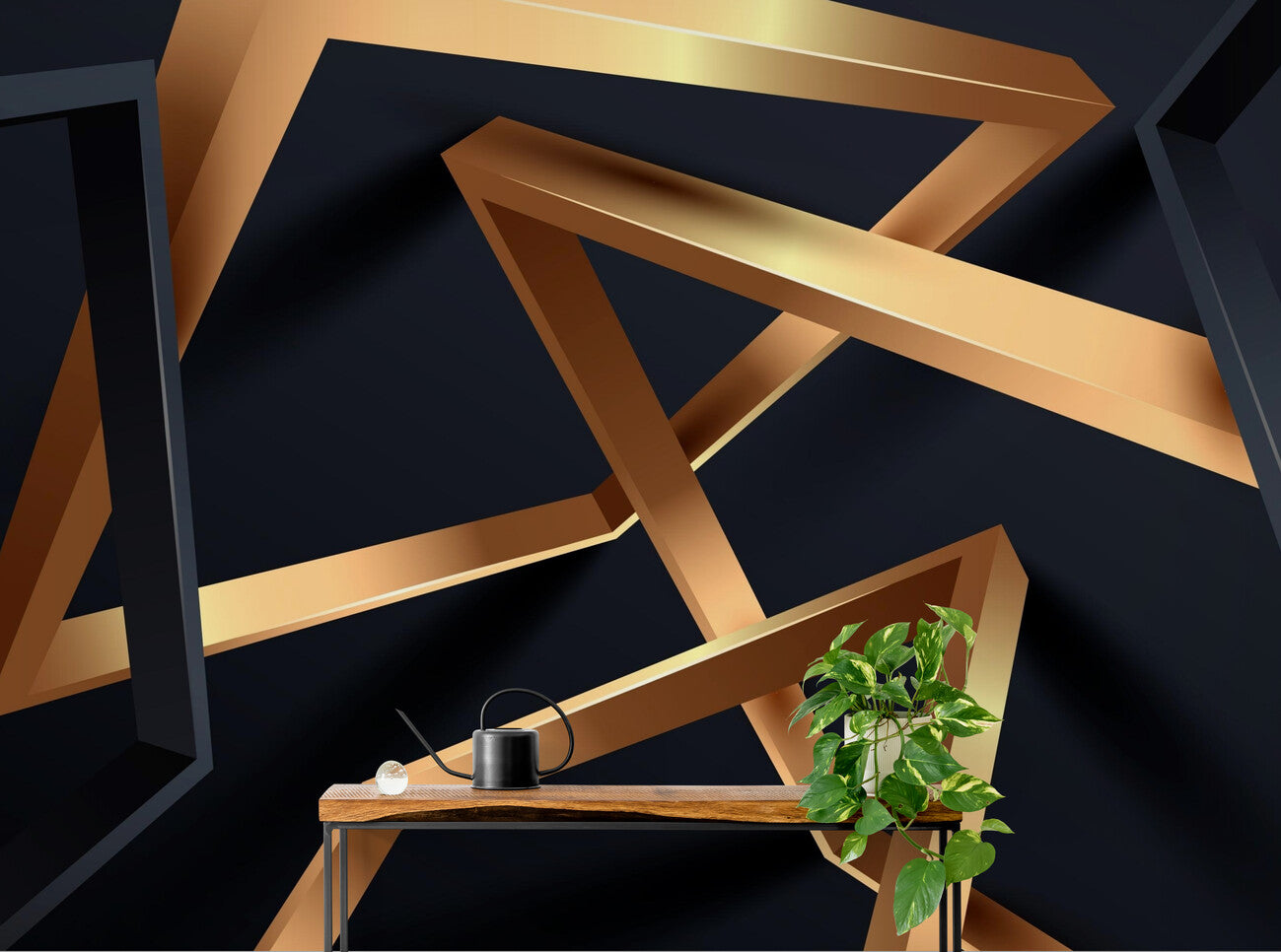 Art &amp; Deco Wallpaper - Gold and Black Structure