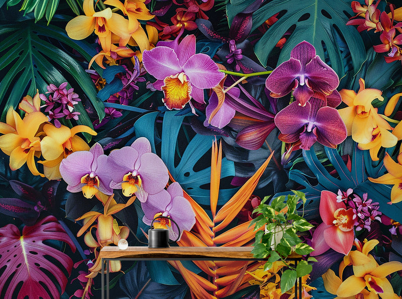 Papier Peint Floral - Plantes Tropicales Fleuries