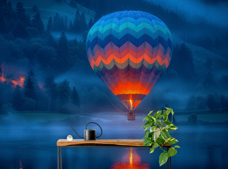 Papier Peint Paysage - Montgolfière De Nuit