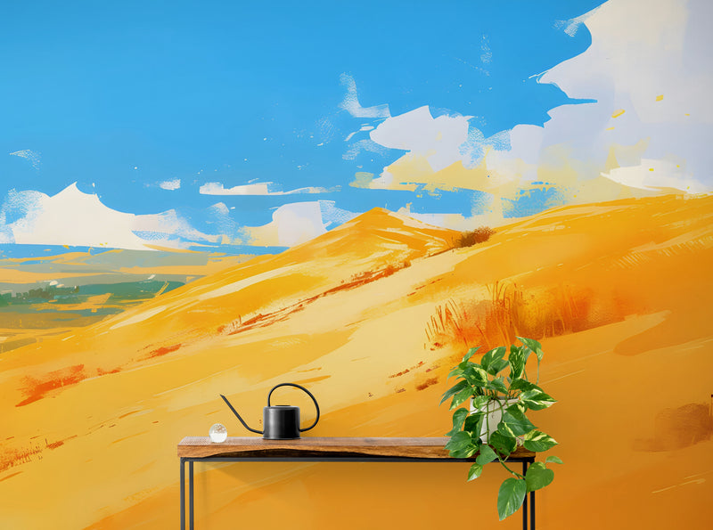 Papier Peint Abstrait - Dunes Jaunes