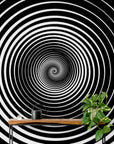 Papier Peint Géométrique - Tourbillon Noir Dynamique