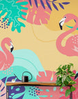 Papier Peint Exotique - Flamant Rose