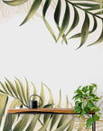 Papier Peint Illustration - Feuillage Tropical Sur Fond Blanc